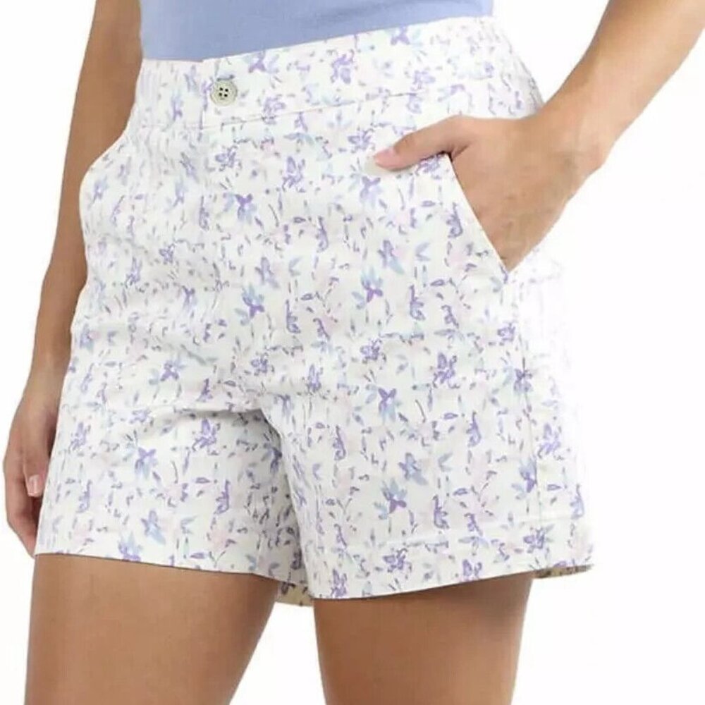 Jachs Women's Size XXL White Floral Printed Chino Shorts NWT